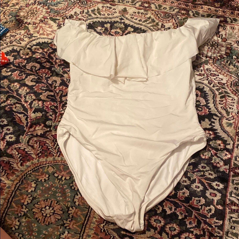 Off-Shoulder White One Piece Trina Turk